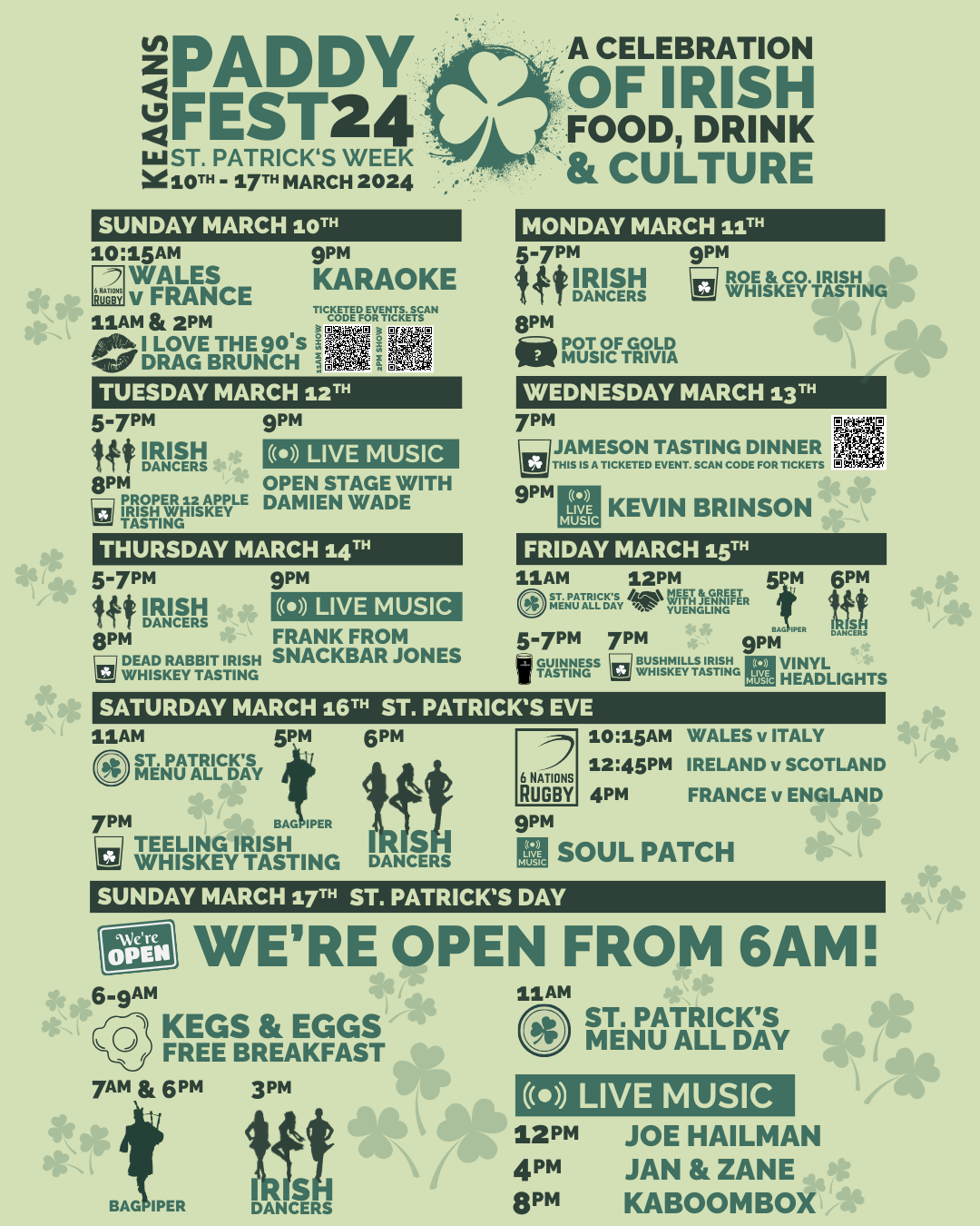 Keagans Paddy Fest 2024. St. Patrick's Day 2024. Live Music & Events. 244 Market Street, Virginia Beach VA 23462